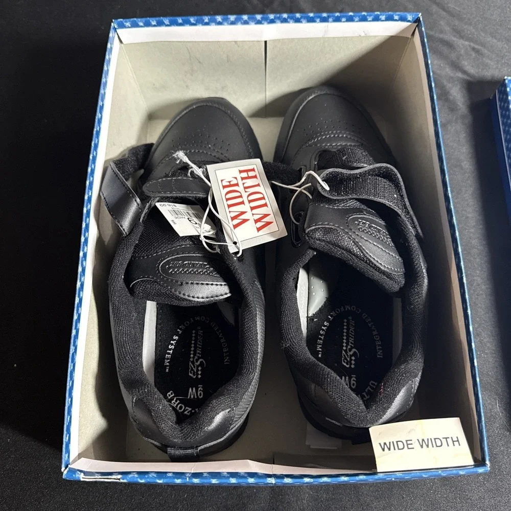 * UNUSED in Original Box - EZ STRIDER - MENS - SNEAKERS - Size 9 WIDE -Black